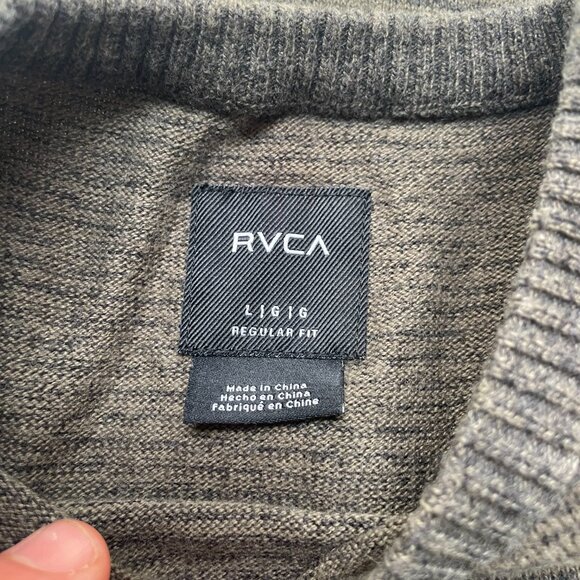 RVCA Green & Black Striped Sweater | Size: Large - Picture 4 of 4